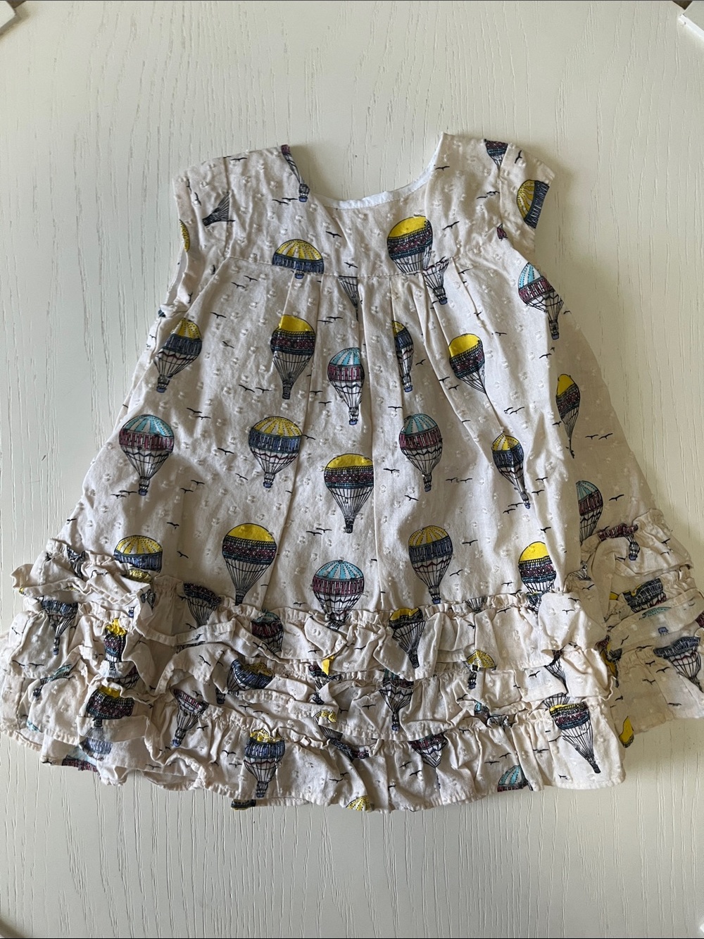 Pippa & Julie Cream Hot Air Balloon Print Ruffle Hem Dress